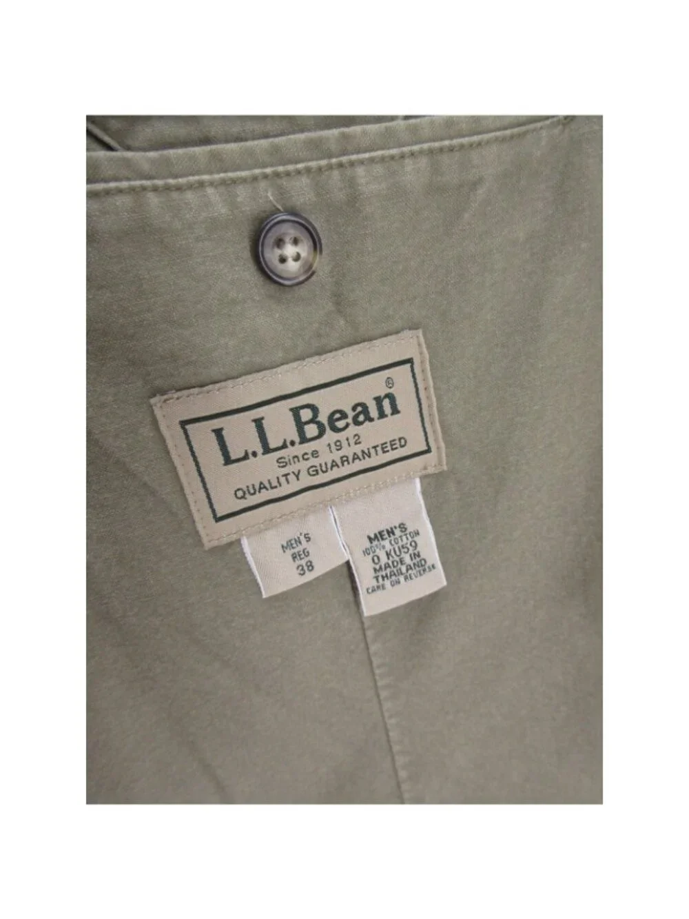 VGT LL Bean Sport Coat 38 Olive Blazer Jacket Safari Utility Canvas